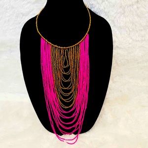 Pink African Beaded Necklace